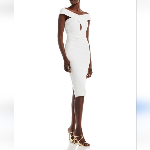 LAVISH ALICE White Halter Polyester Knee Length Dress Size 10 - Picture 2 of 9